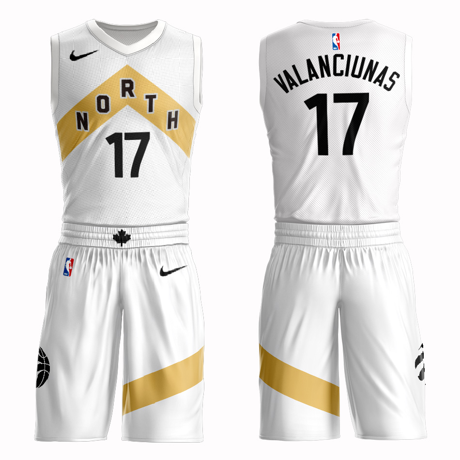 Customized 2019 Men Toronto Raptors 17 Valanciunas white NBA Nike jersey